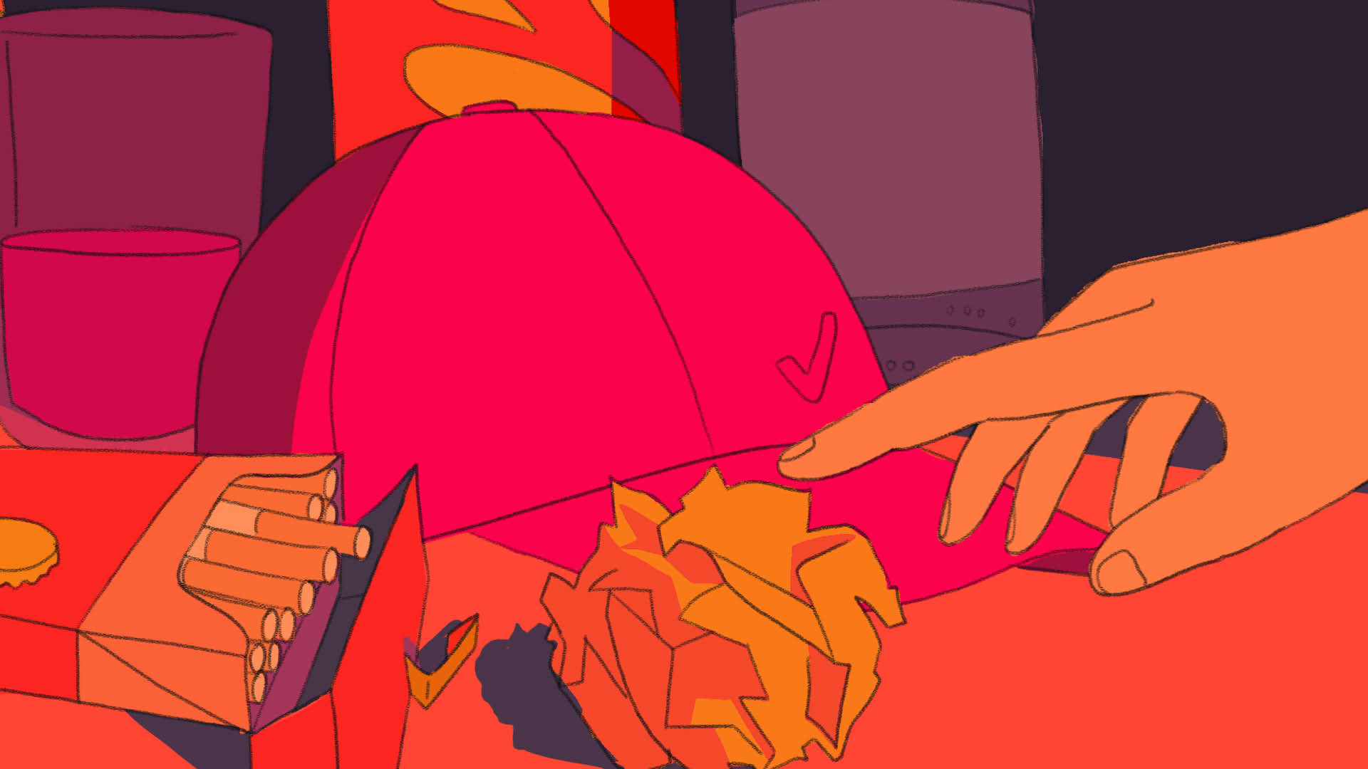 Illustration einer Hand, die nach einer Cap greift.
