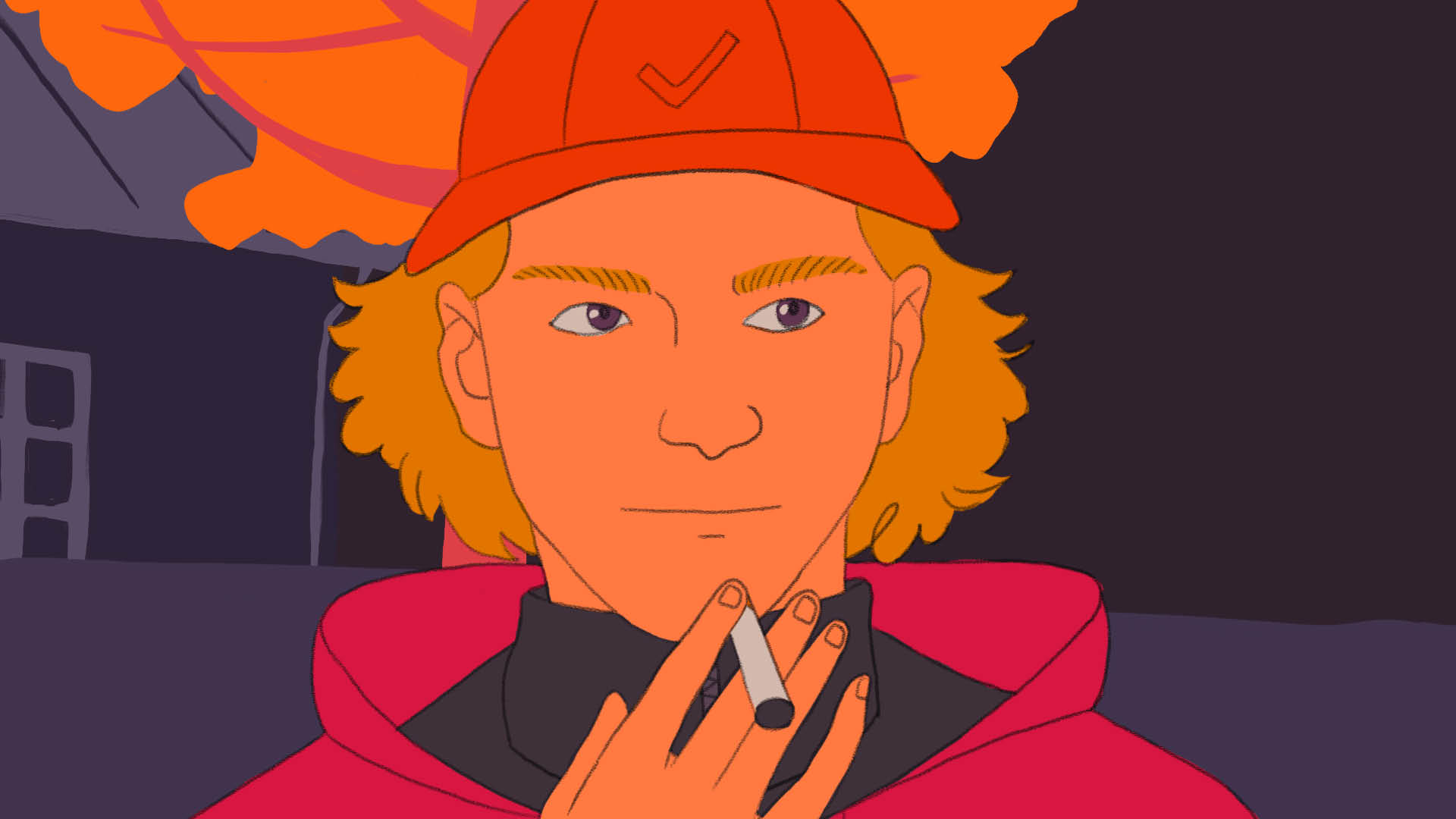 Illustration eines rauchenden Teenagers.
